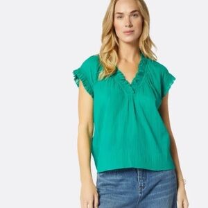 Joie Drawley Ruffled Cotton-guaze Blouse. Size XS